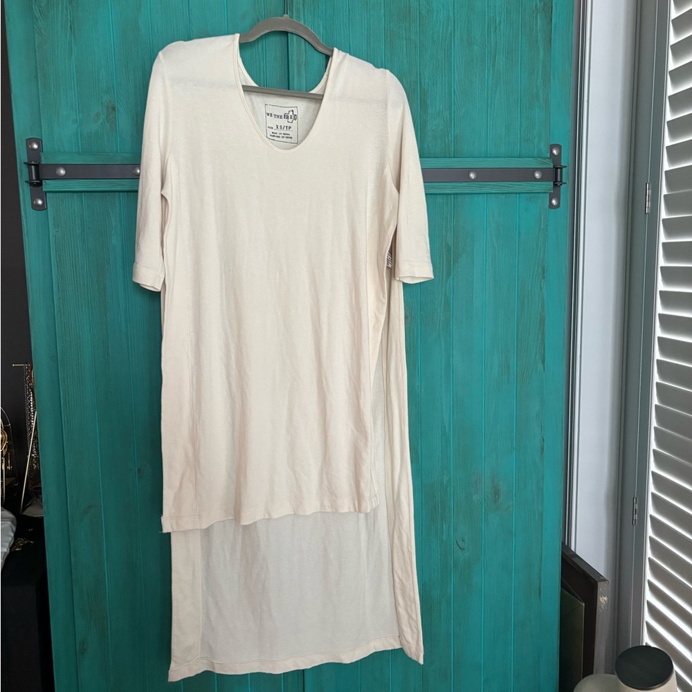 Free People Cream High-Low V-Neck Tunic
